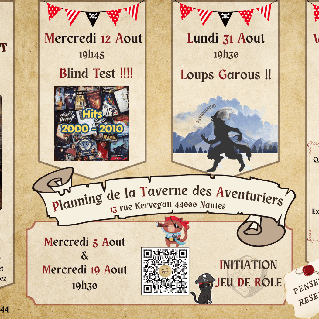 La Taverne s'Anime ! - Programmation Août 2026